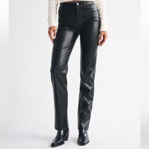 High Rise 90s Straight Black Faux Leather Pants